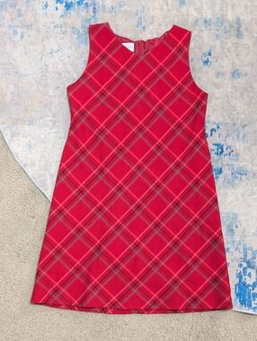 Talbots Kids Red Plaid Sleeveless A-Line Dress Girls 12